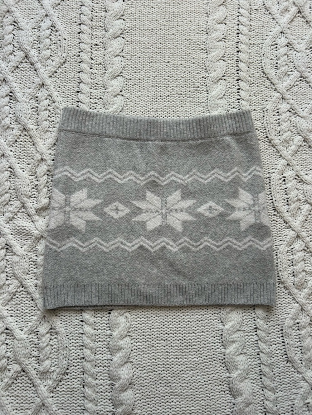GARAGE Gray Knit Snowflake Mini Skirt